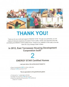 Energy Star Thank You for 2012